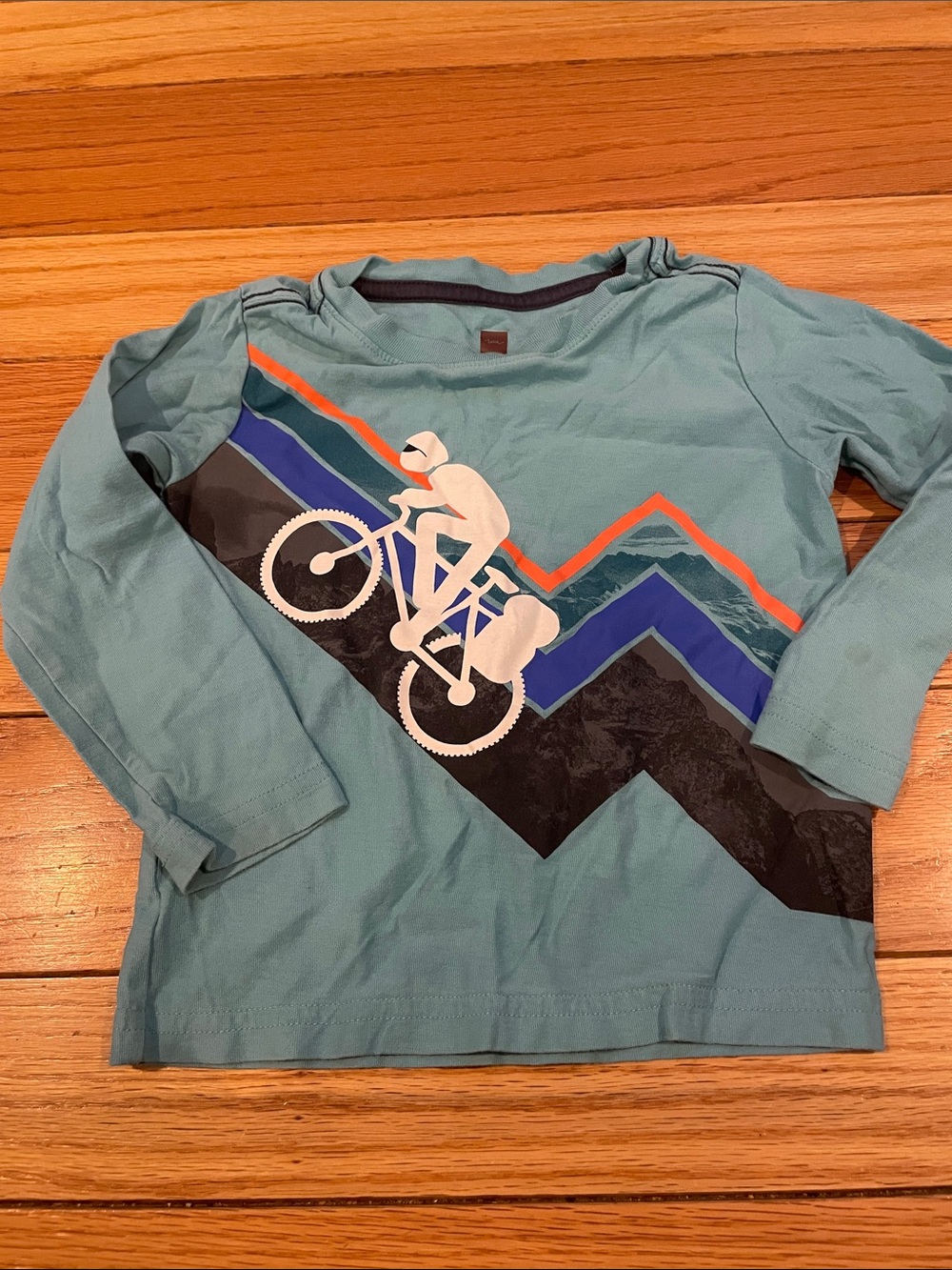 Tea Collection Teal Long-Sleeve Bike Graphic Tee